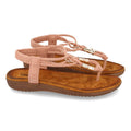 Sandalias Rosas Mujer Esclava Detalle Metálico Cómodas