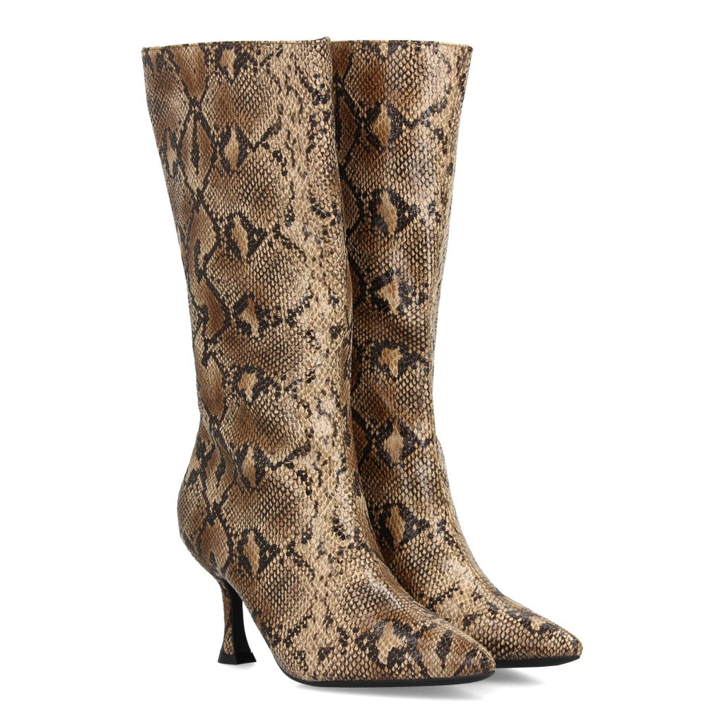 Botas Animal Print Kaki Elegantes con Tacón