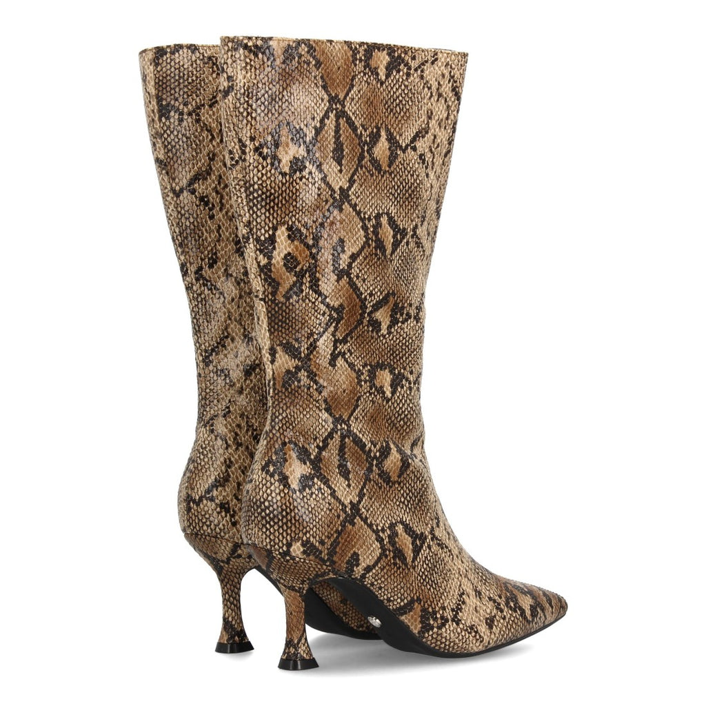Botas Animal Print Kaki Elegantes con Tacón