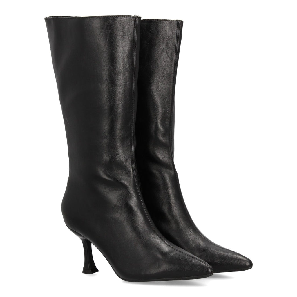 Botas Altas Negras con Tacón Kitten y Punta Fina