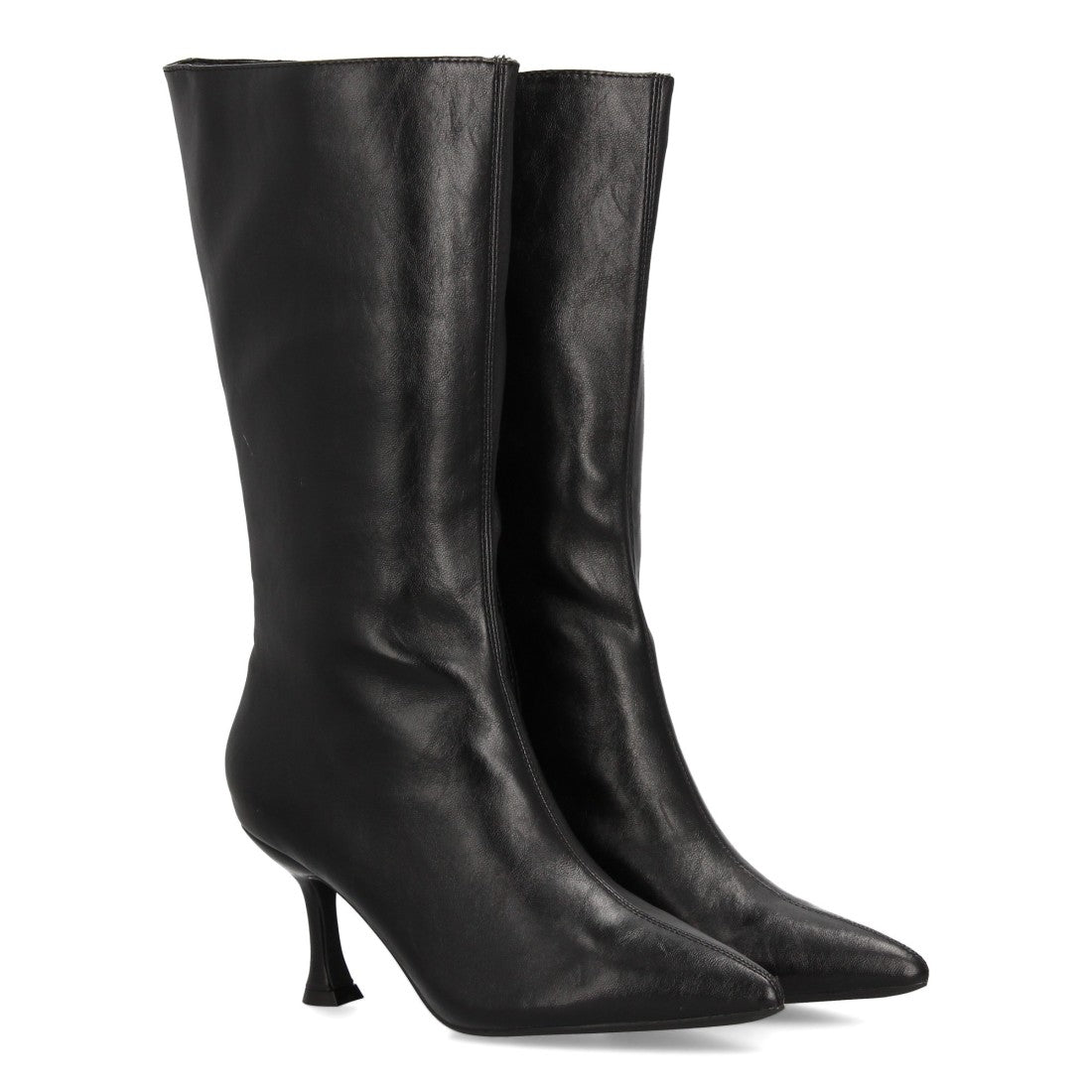 Botas Altas Negras con Tacón Kitten y Punta Fina