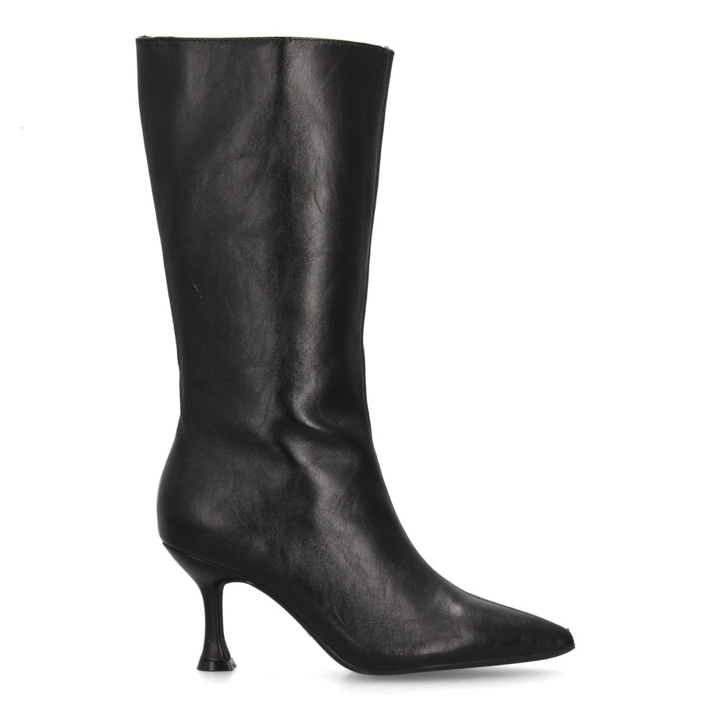Botas Altas Negras con Tacón Kitten y Punta Fina