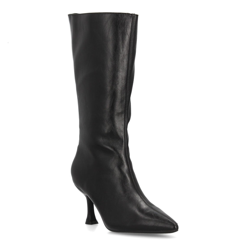Botas Altas Negras con Tacón Kitten y Punta Fina