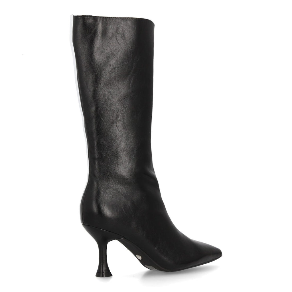 Botas Altas Negras con Tacón Kitten y Punta Fina