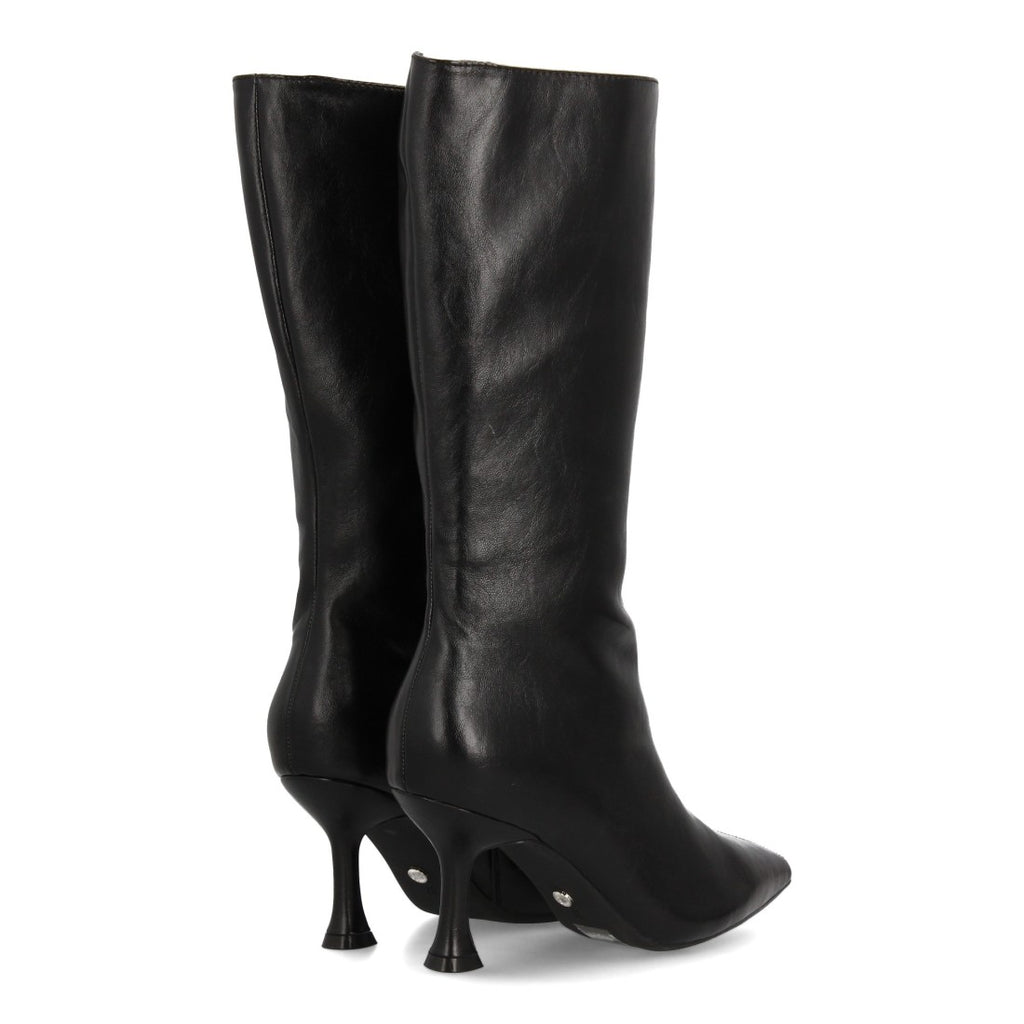 Botas Altas Negras con Tacón Kitten y Punta Fina
