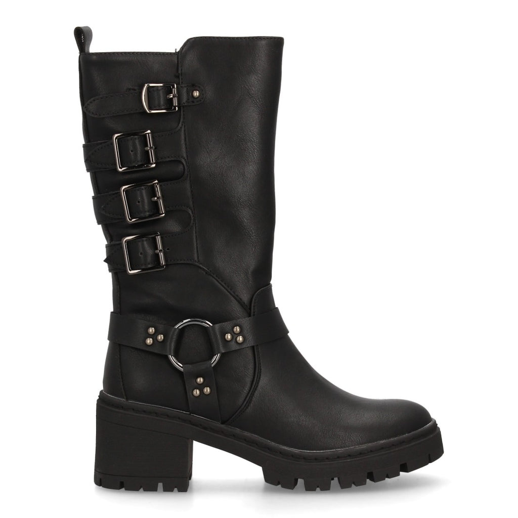 Botas Militares Caña Alta con Hebillas - Negro