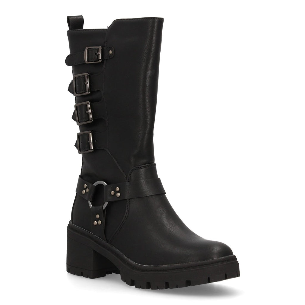 Botas Militares Caña Alta con Hebillas - Negro