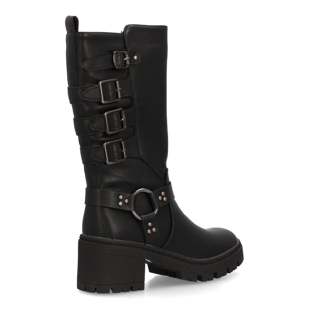 Botas Militares Caña Alta con Hebillas - Negro
