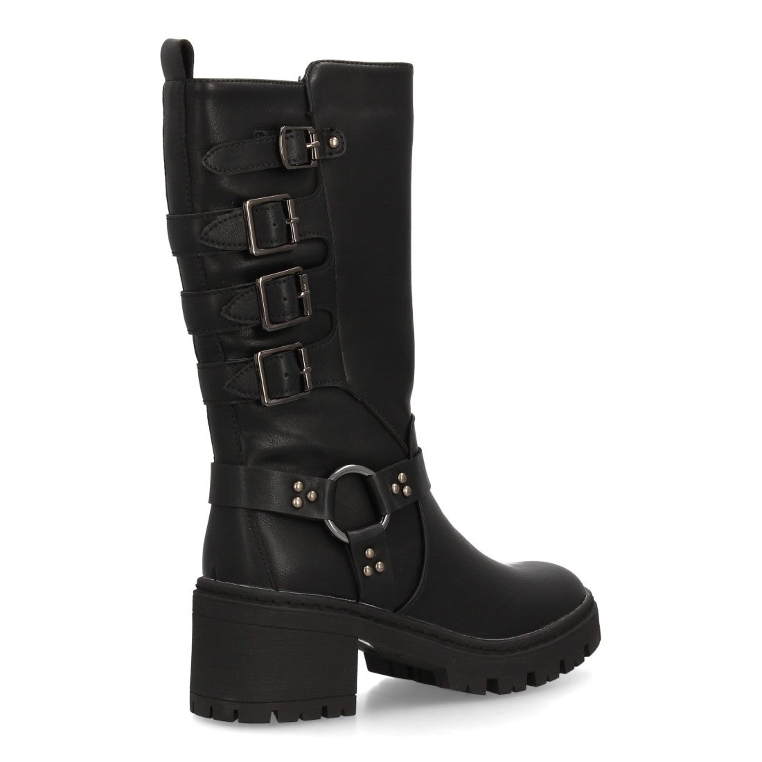 Botas Militares Caña Alta con Hebillas - Negro