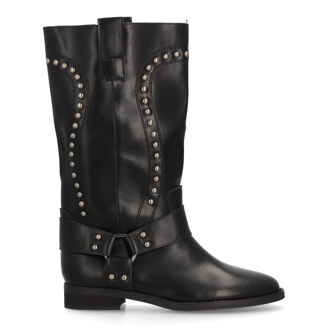 Botas Altas Cowboy Negras con Tachuelas y Arnés