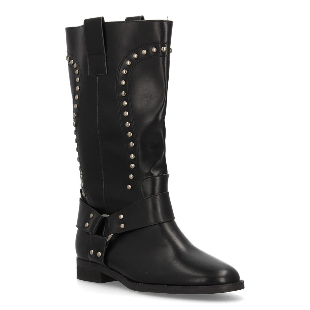 Botas Altas Cowboy Negras con Tachuelas y Arnés
