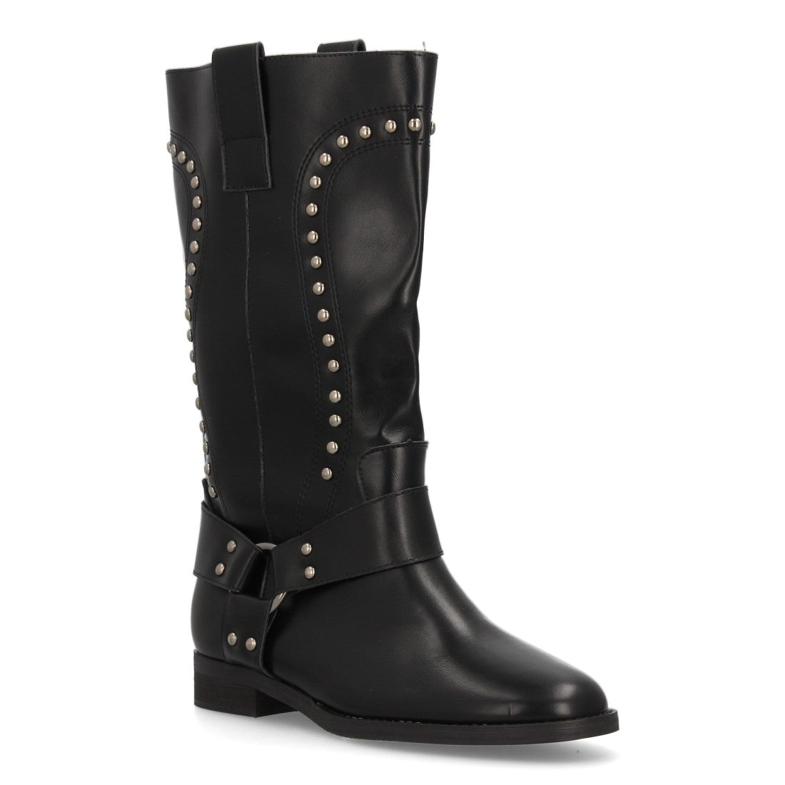 Botas Altas Cowboy Negras con Tachuelas y Arnés