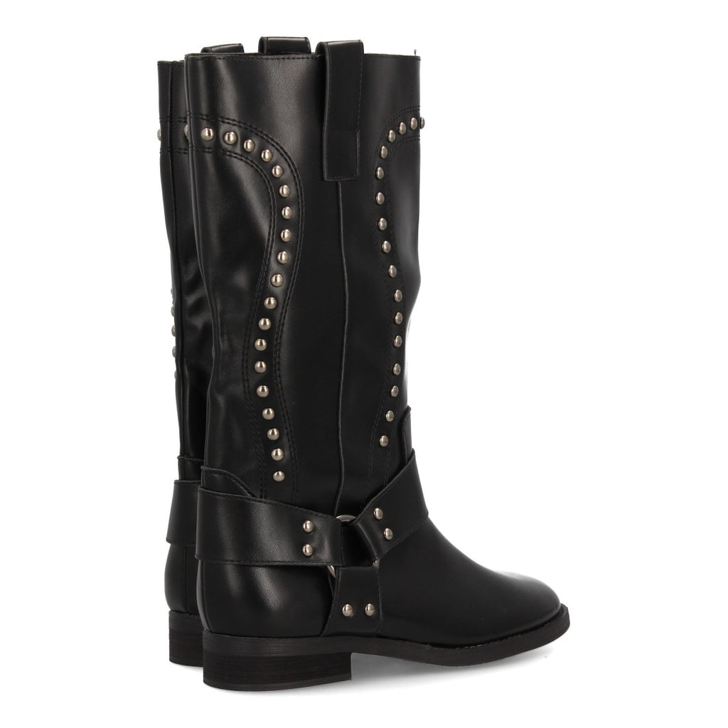 Botas Altas Cowboy Negras con Tachuelas y Arnés