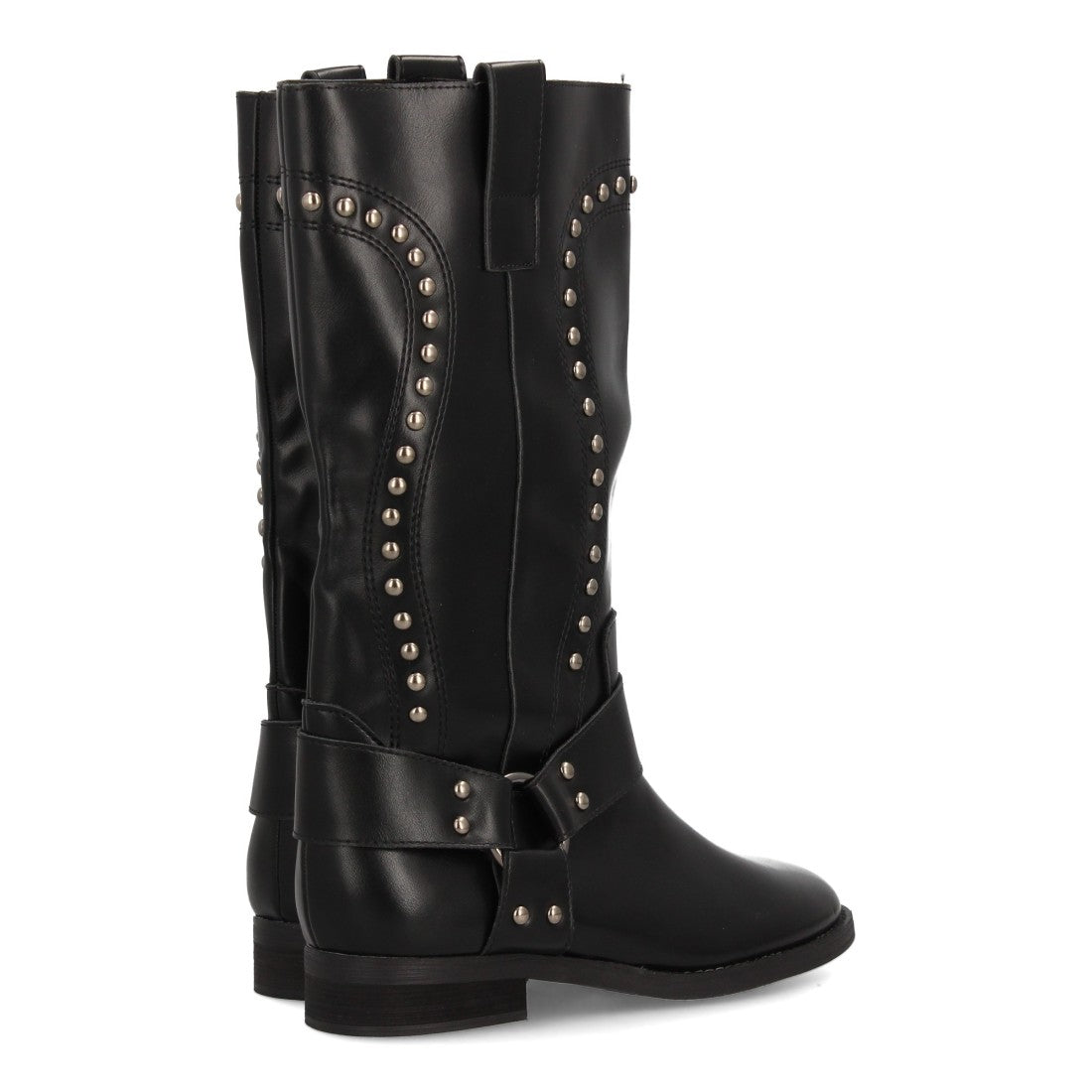 Botas Altas Cowboy Negras con Tachuelas y Arnés