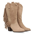 Elegante beigefarbene Stiefel mit Absatz