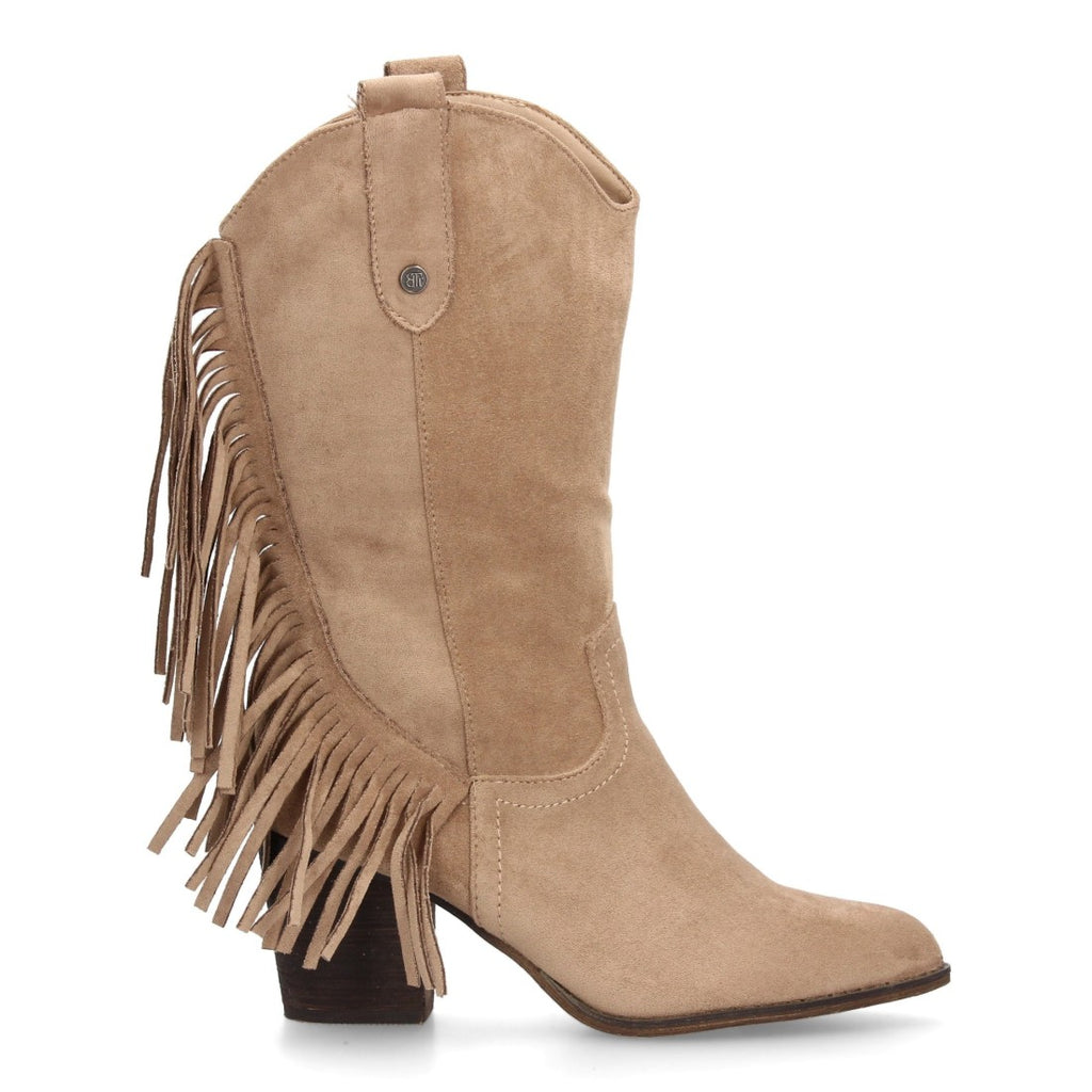 Elegante beigefarbene Stiefel mit Absatz