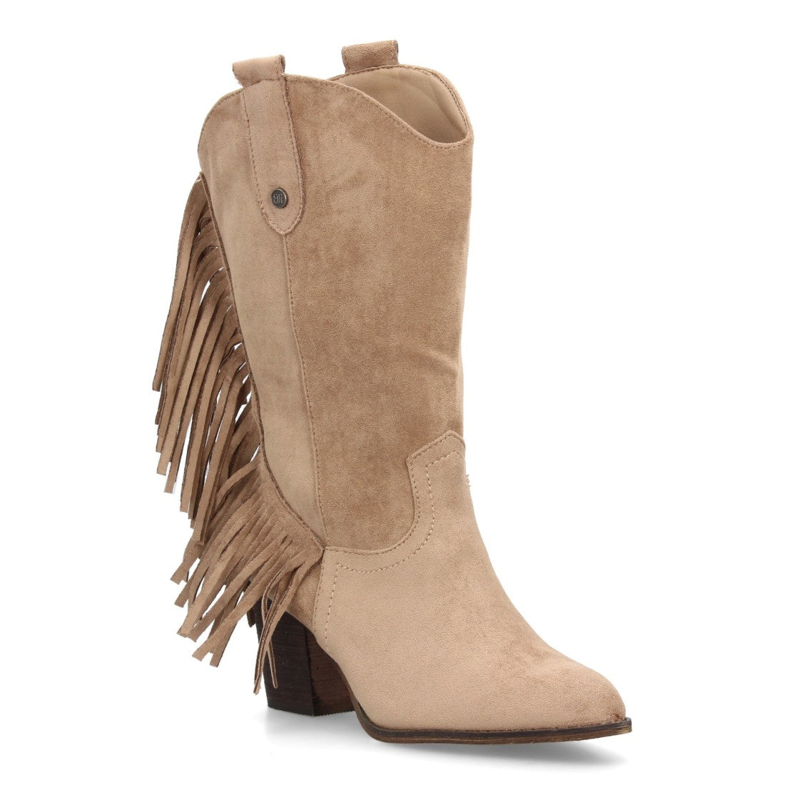 Elegante beigefarbene Stiefel mit Absatz