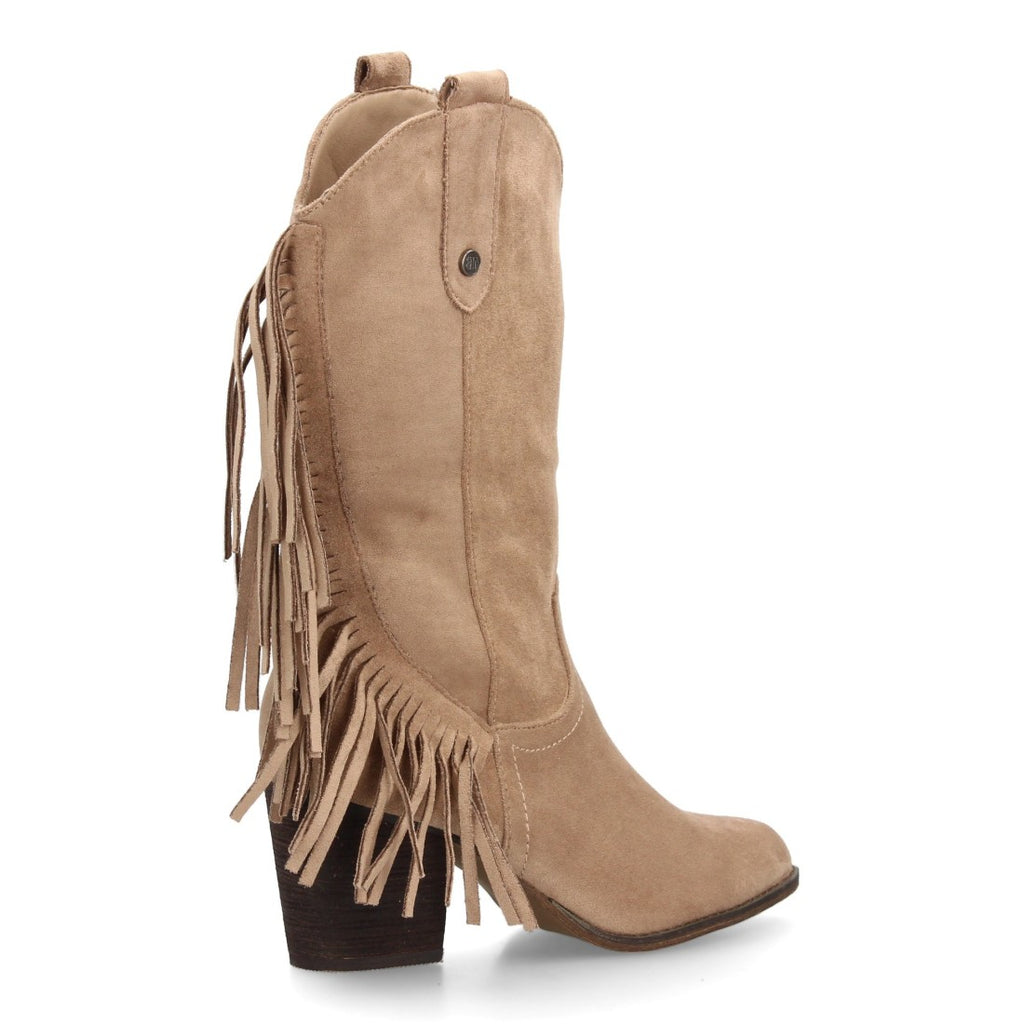 Elegante beigefarbene Stiefel mit Absatz