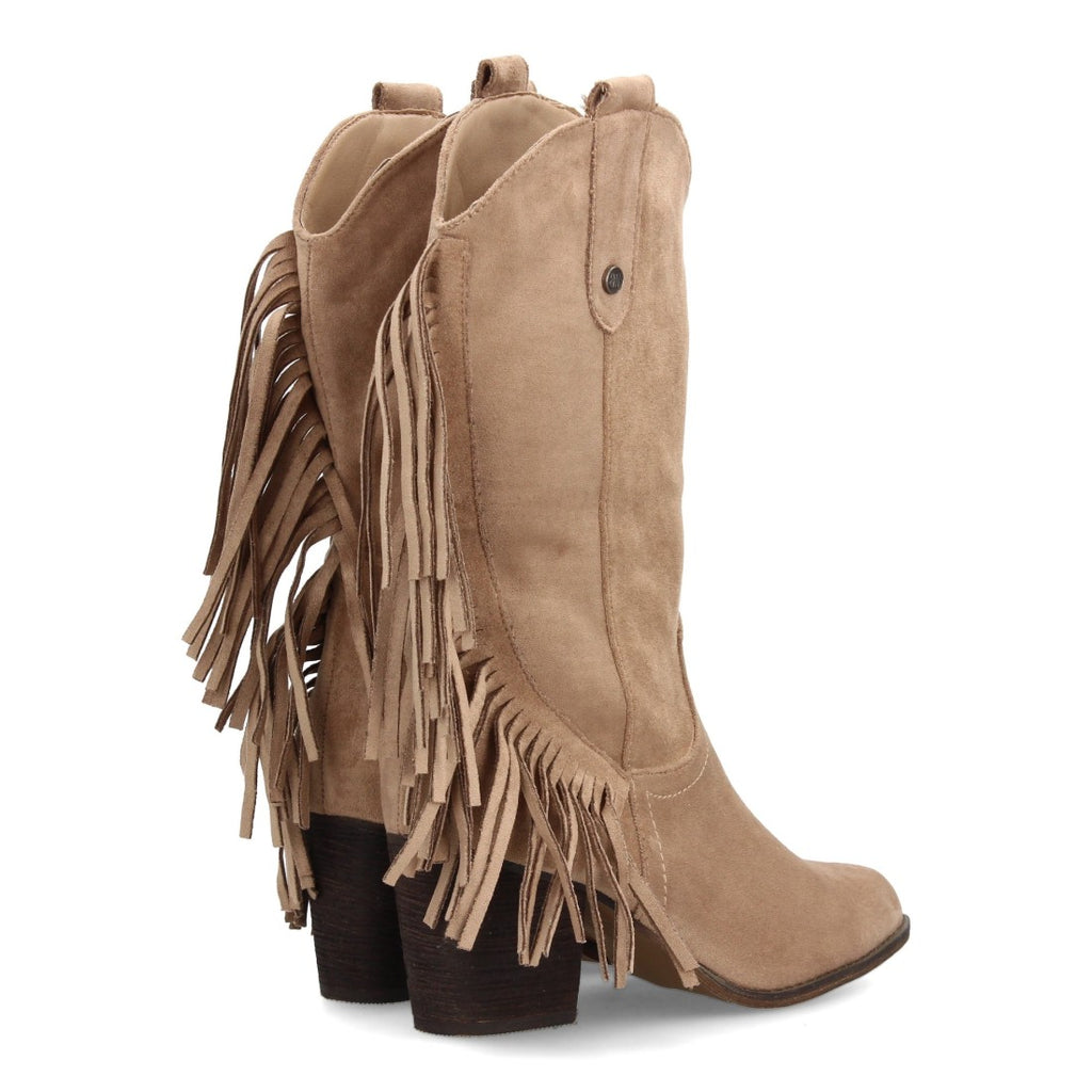 Elegante beigefarbene Stiefel mit Absatz