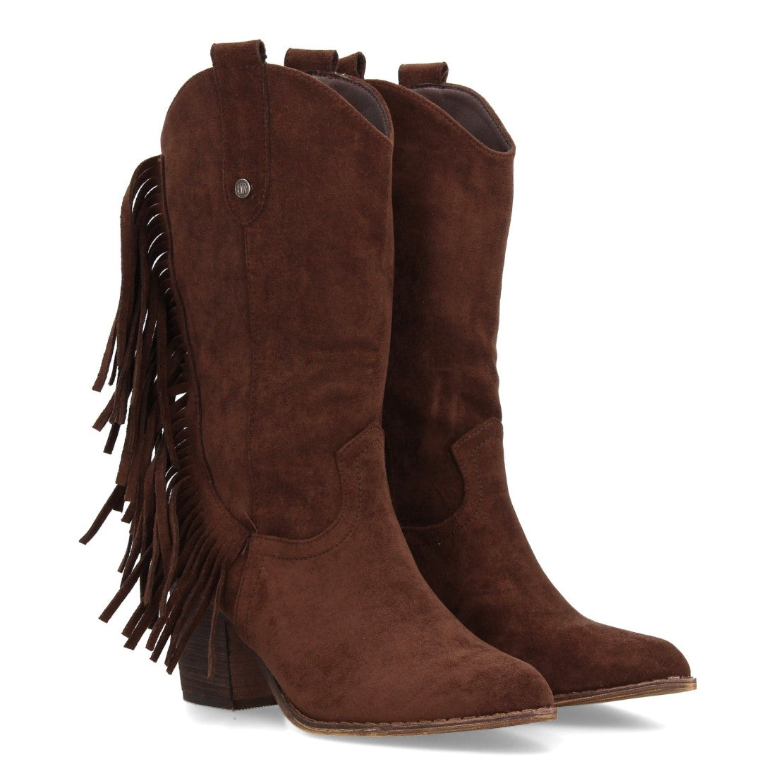 Elegante hohe braune Stiefel mit Absatz
