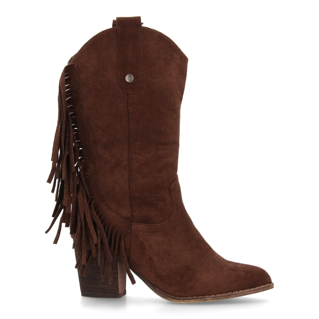 Elegante hohe braune Stiefel mit Absatz