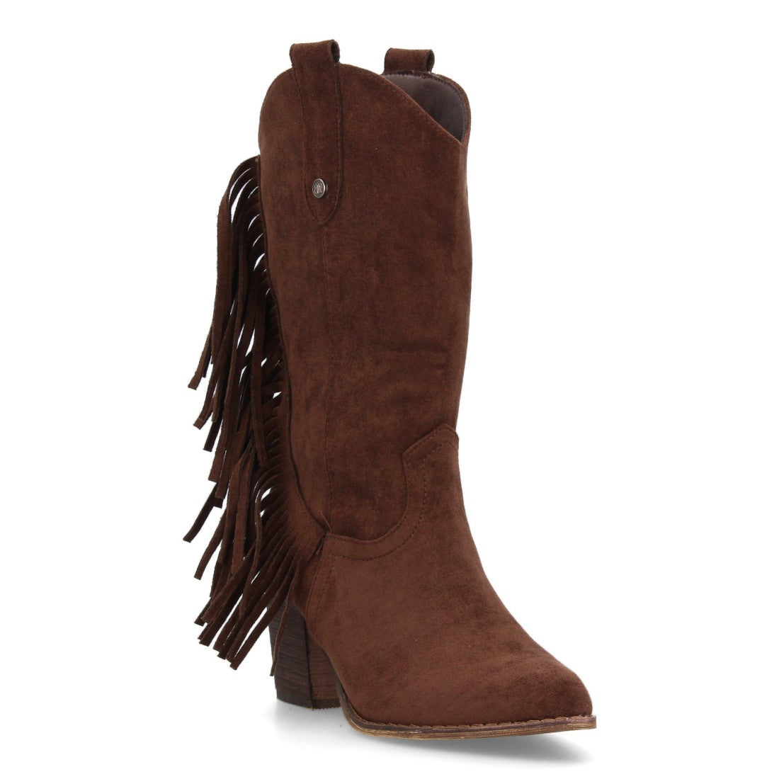 Elegante hohe braune Stiefel mit Absatz