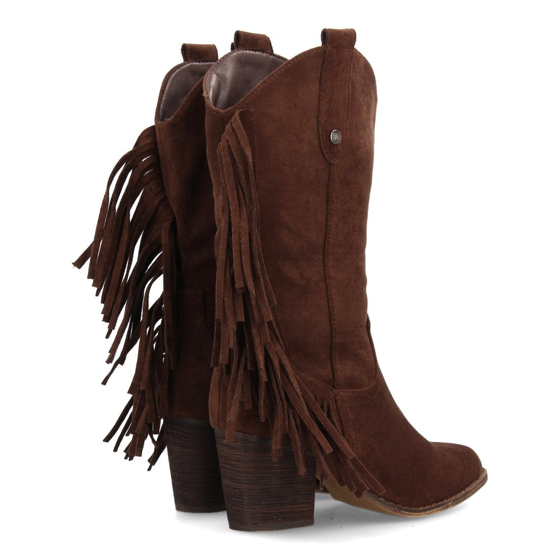 Elegante hohe braune Stiefel mit Absatz