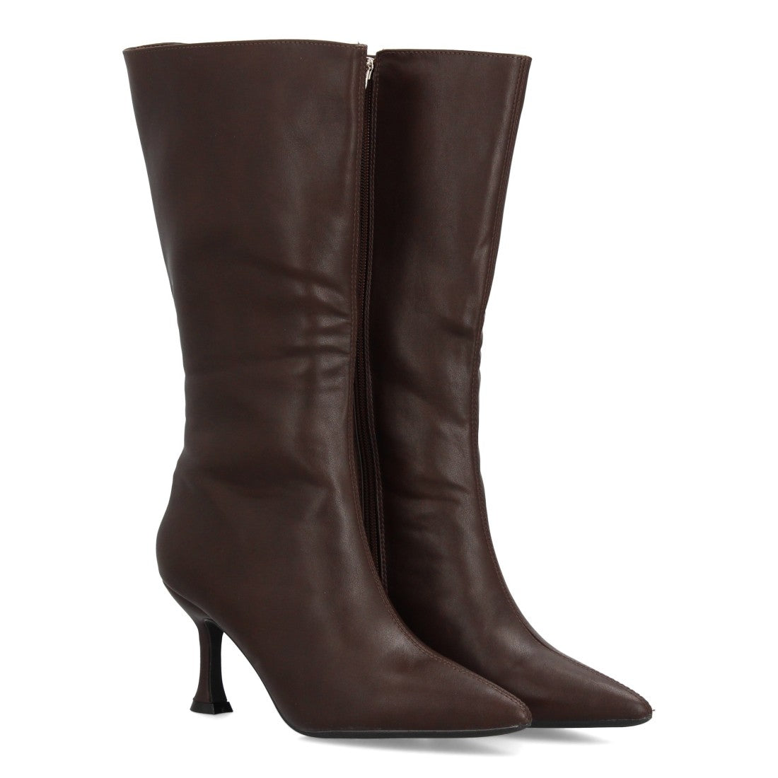 Botas Altas Marrones con Tacón Kitten y Punta Fina