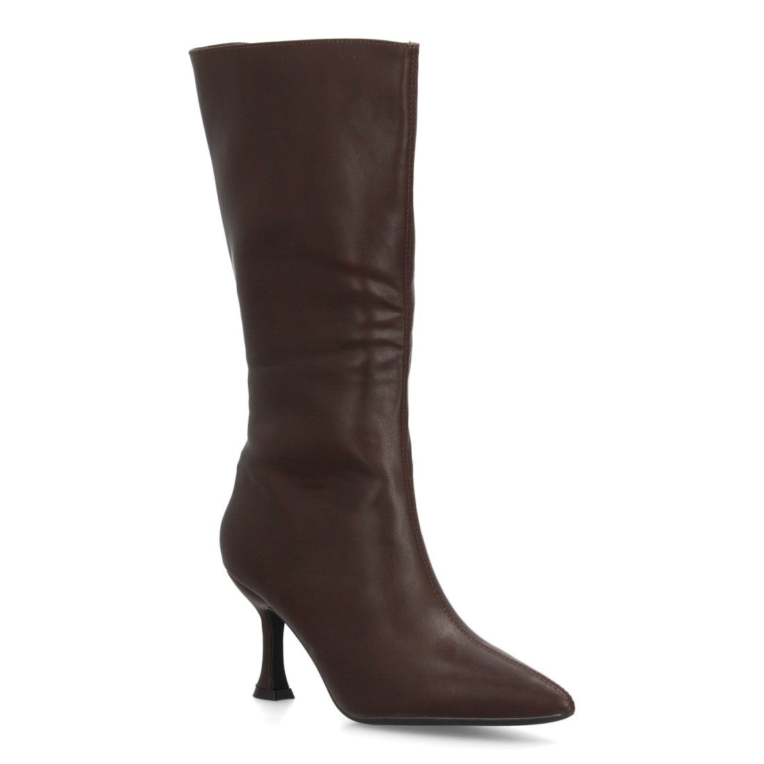 Botas Altas Marrones con Tacón Kitten y Punta Fina