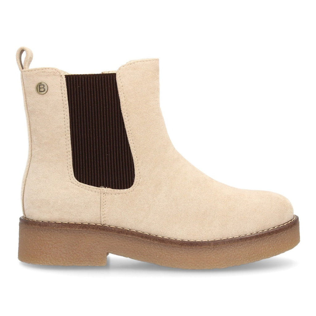 Botines Chelsea Beige con Elásticos Laterales y Cremallera