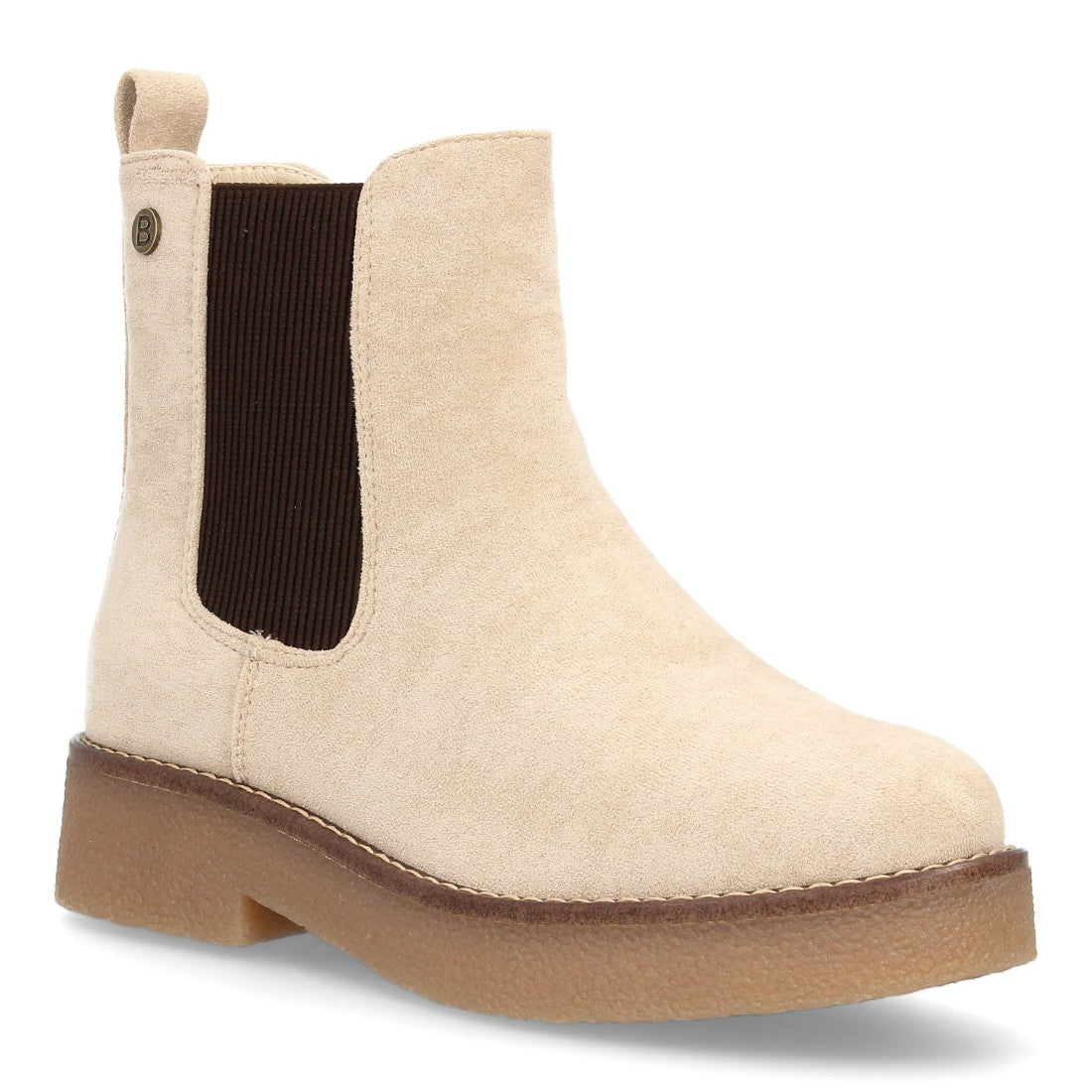 Botines Chelsea Beige con Elásticos Laterales y Cremallera