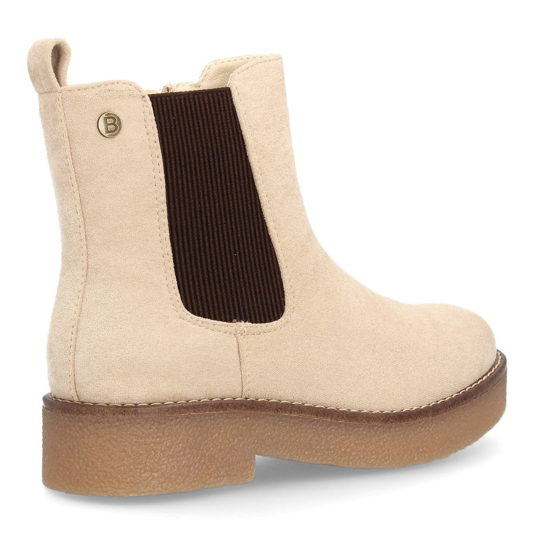 Botines Chelsea Beige con Elásticos Laterales y Cremallera