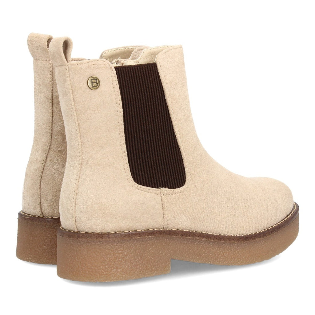 Botines Chelsea Beige con Elásticos Laterales y Cremallera