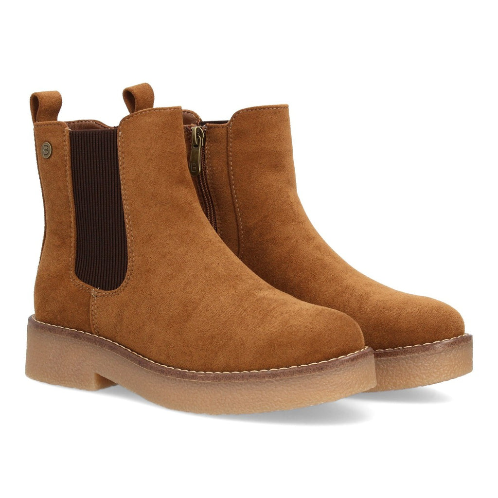 Botines Chelsea Camel con Elásticos Laterales y Cremallera
