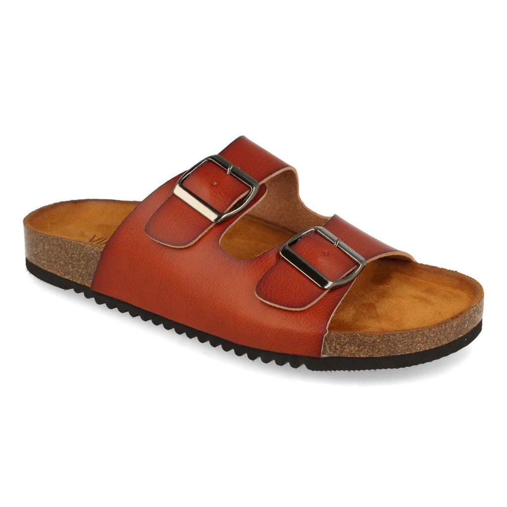 Sandalias Camel Mujer Planas Planta Anatómica Cómodas