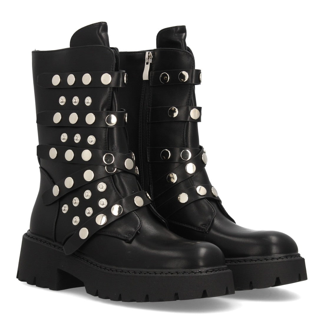 Botines Negros con Plataforma Tachuelas y Suela Track