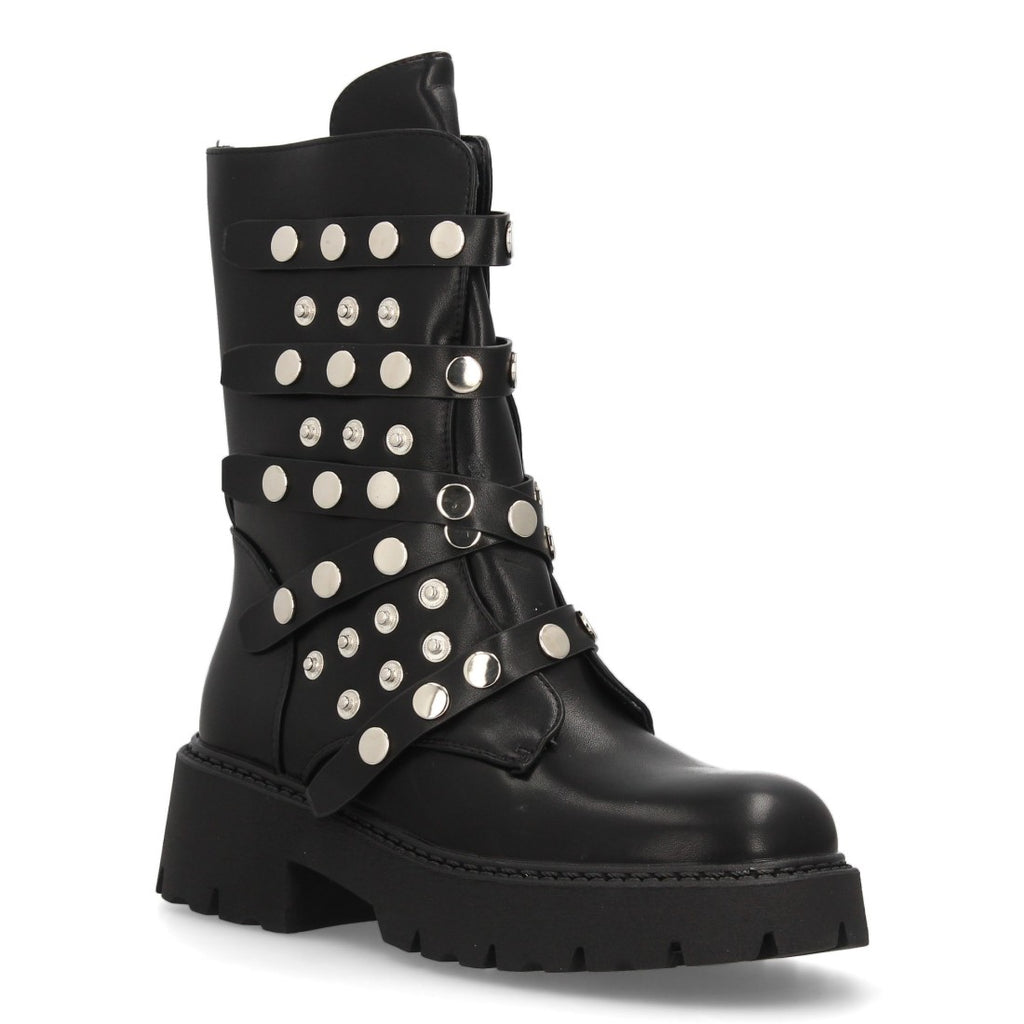 Botines Negros con Plataforma Tachuelas y Suela Track