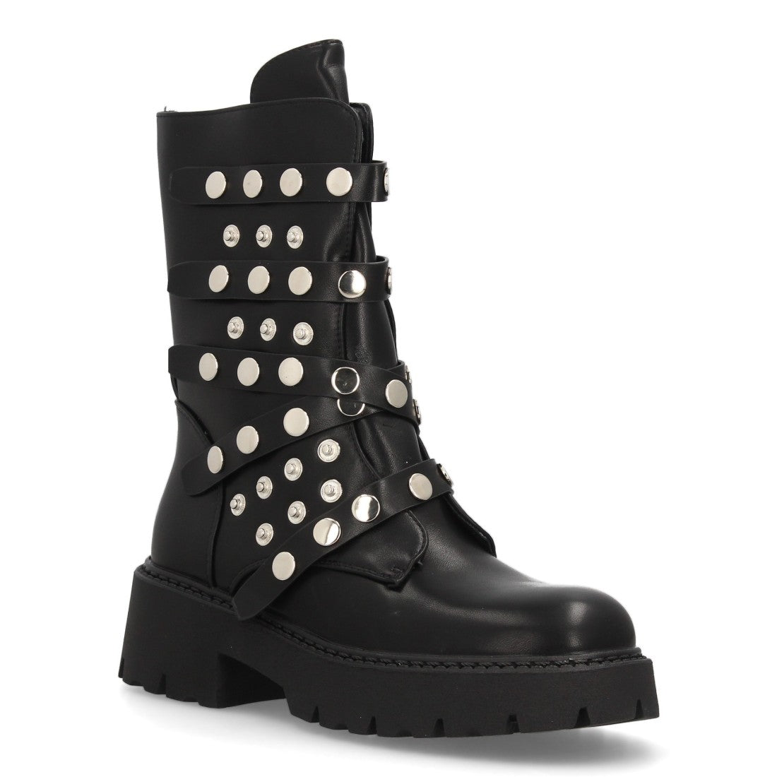 Botines Negros con Plataforma Tachuelas y Suela Track