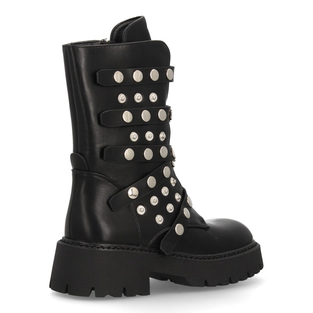 Botines Negros con Plataforma Tachuelas y Suela Track