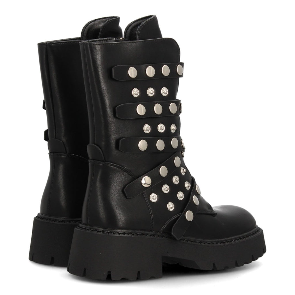 Botines Negros con Plataforma Tachuelas y Suela Track