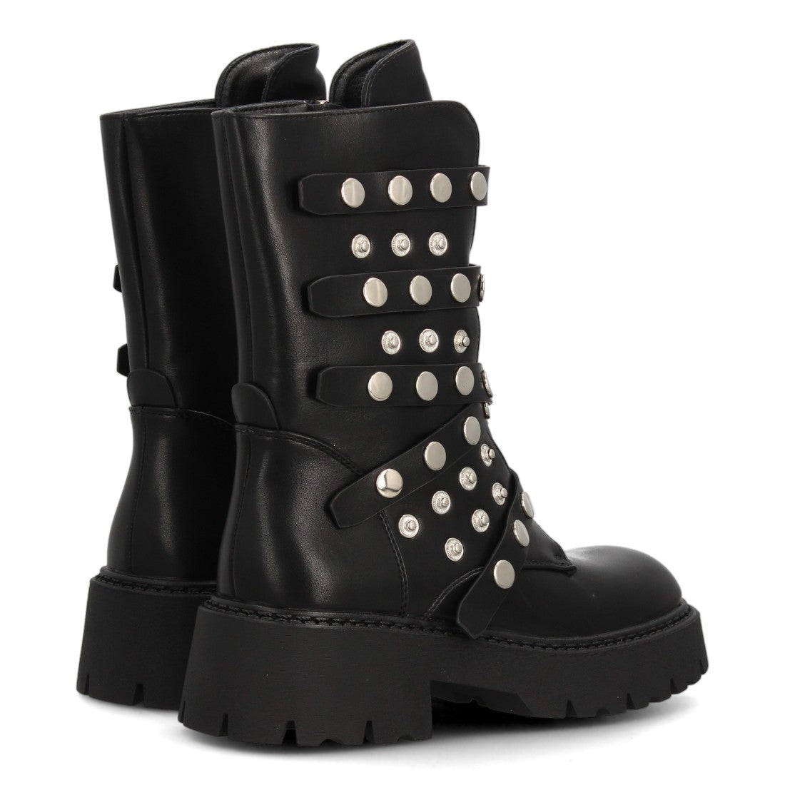 Botines Negros con Plataforma Tachuelas y Suela Track