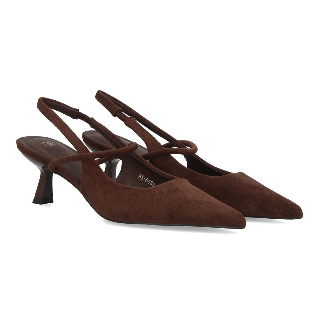 Zapatos de Tacón Marrón Elegantes Mujer
