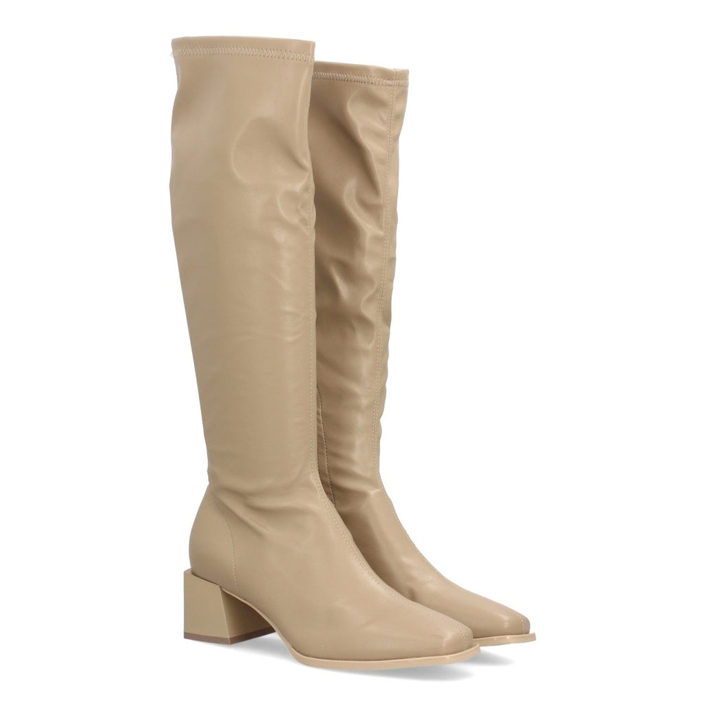 Elegante Overknee-Stiefel in Khaki-Lederoptik