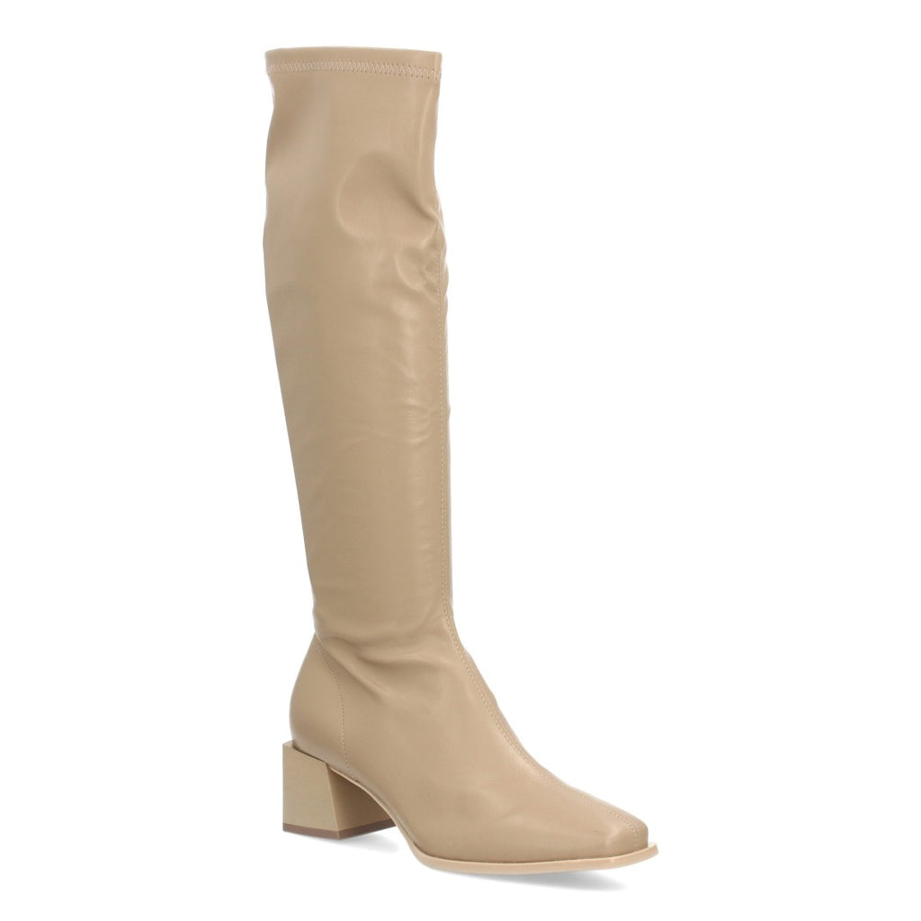 Elegante Overknee-Stiefel in Khaki-Lederoptik