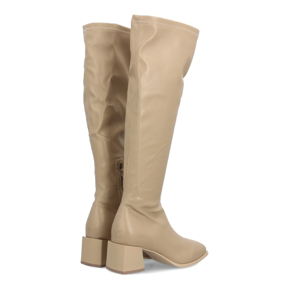 Elegante Overknee-Stiefel in Khaki-Lederoptik