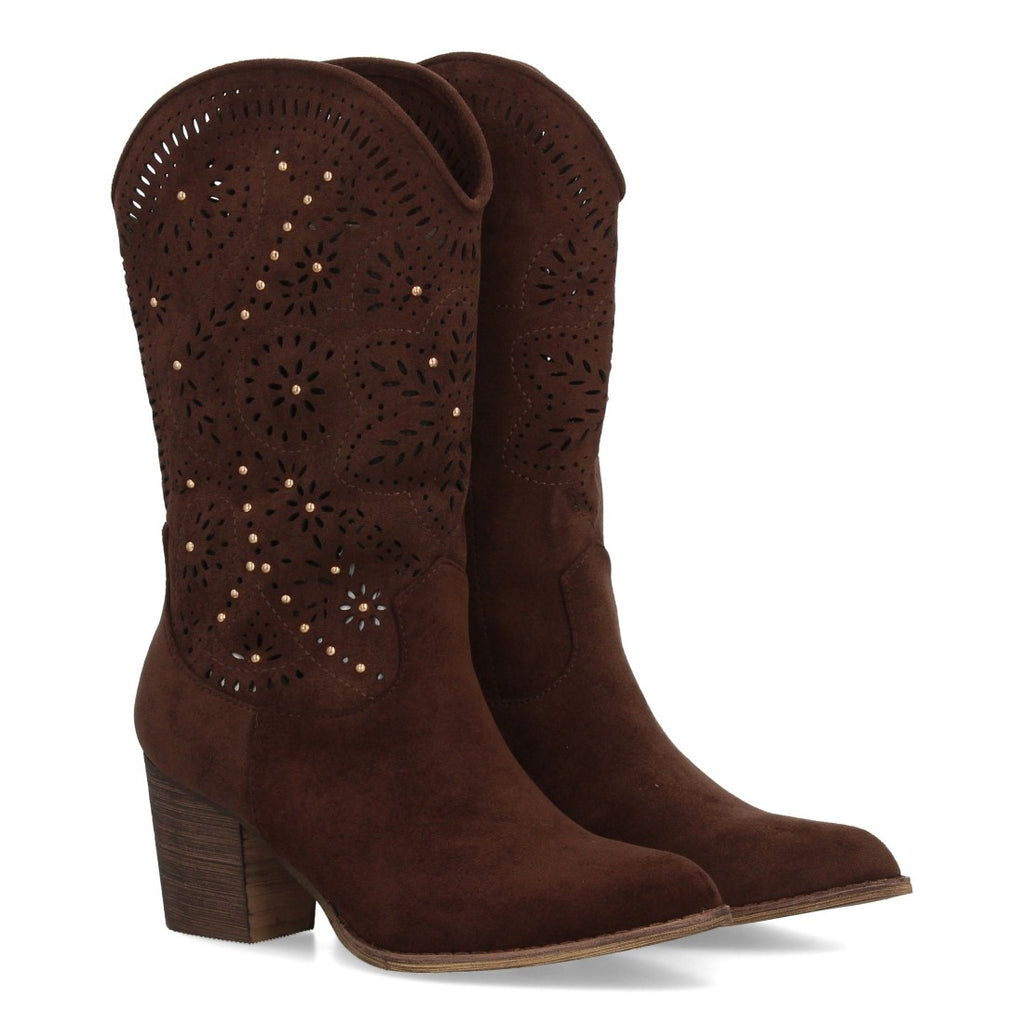 Elegante hohe Stiefel in Kaffee mit Absatz