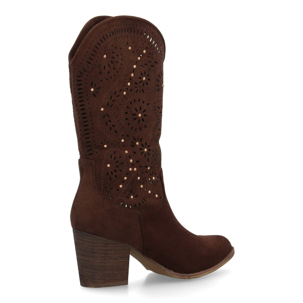 Elegante hohe Stiefel in Kaffee mit Absatz