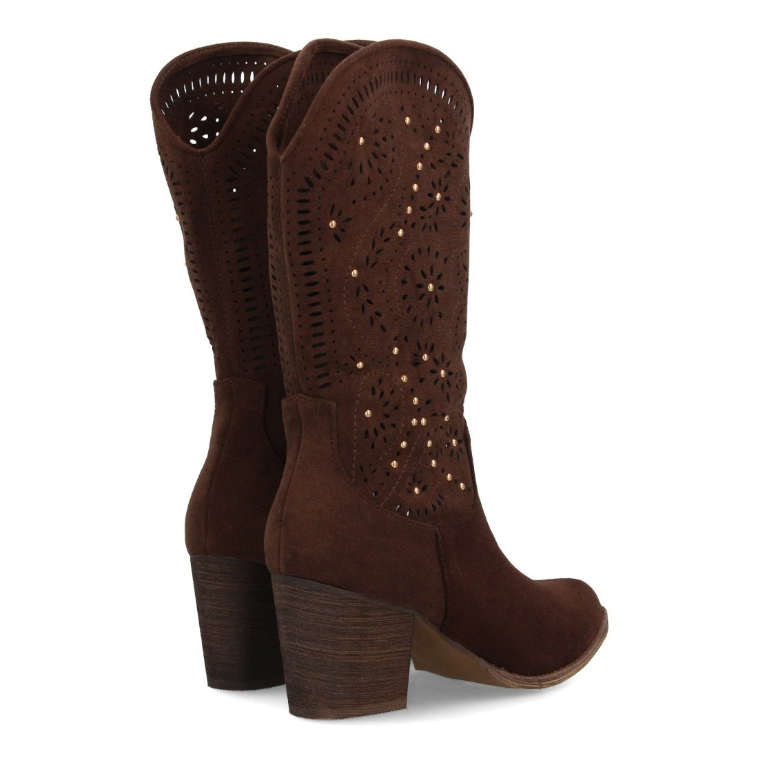 Elegante hohe Stiefel in Kaffee mit Absatz