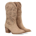 Elegante hohe Stiefel in Beige mit Absatz