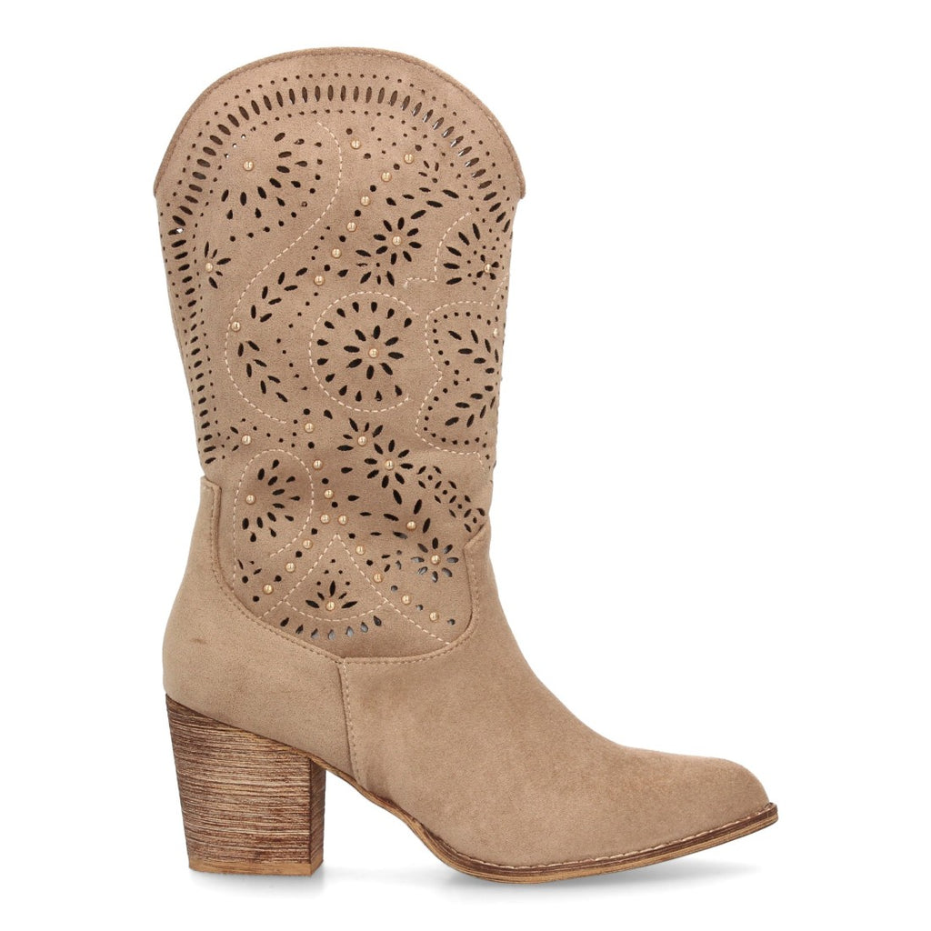 Elegante hohe Stiefel in Beige mit Absatz